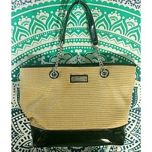 CALVIN KLEIN CLASSIC WOVEN STRAW SUMMER TOTE EUC